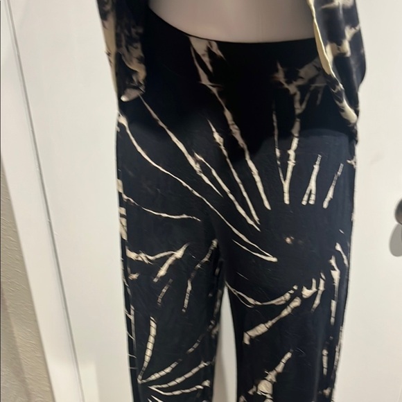 Cream and Black Tie-Dye Wide-Leg Jumpsuit - Picture 16 of 16